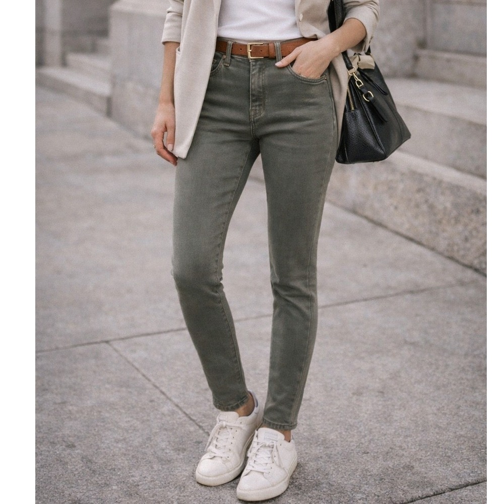 Buffalo David Bitton Hanna High-Rise Skinny Pants Sage Green Stretch 6/28